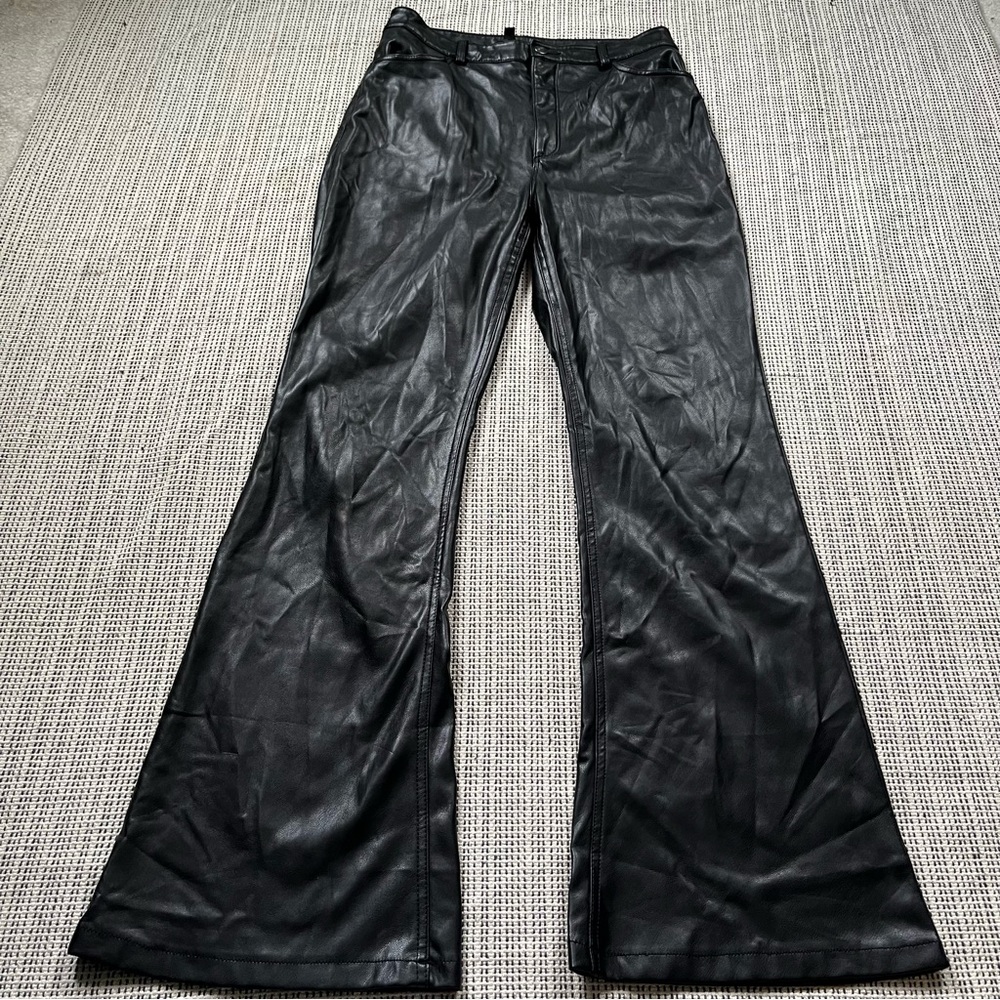 Women’s Black Leather Flared Dynamite Pants Size 8